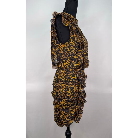 AllSaints Animal Print Ruched Mini Dress US 4 - Picture 3 of 9